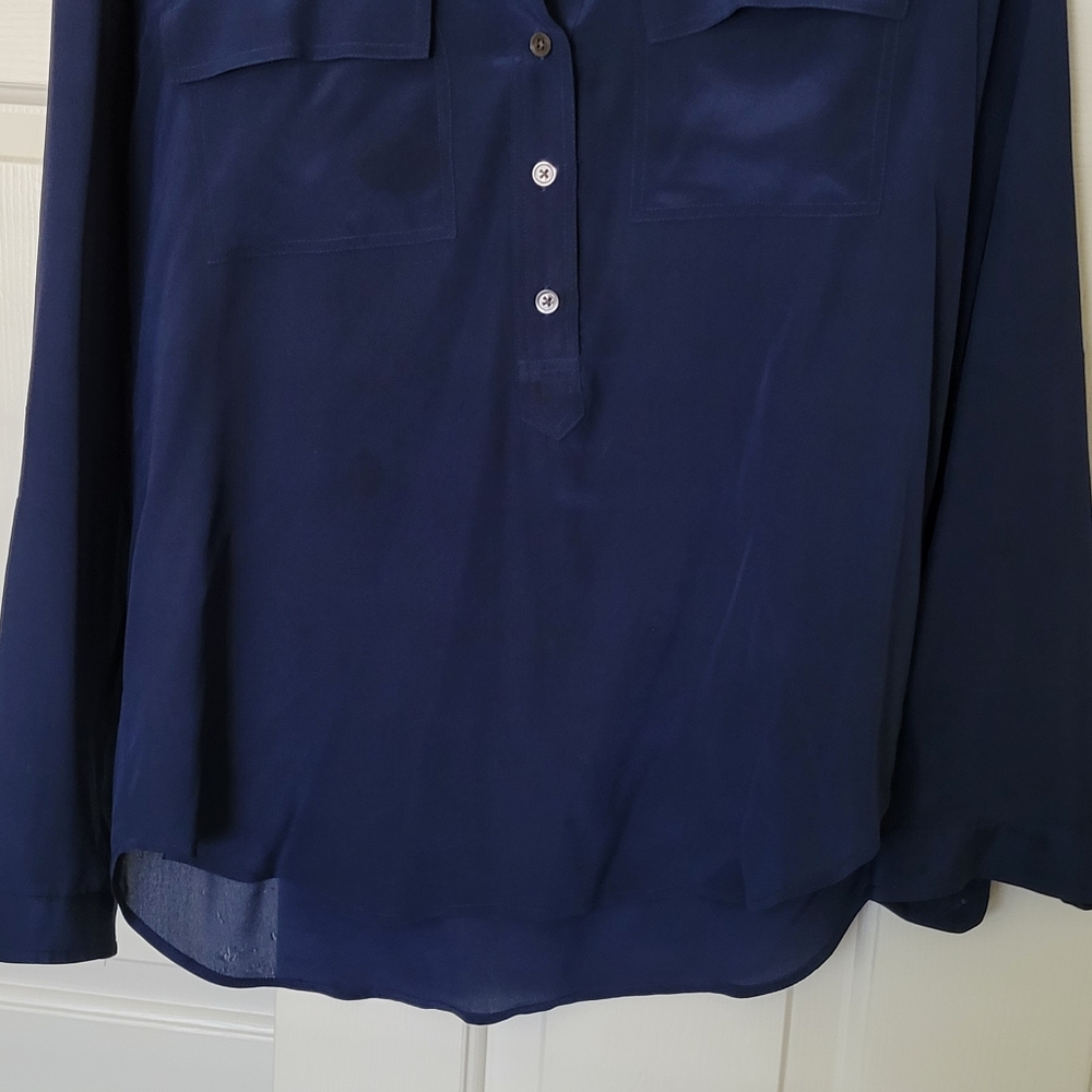 Navy silk blouse